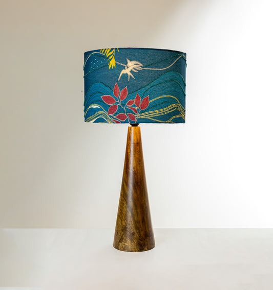Mahi - Premium Hand Embroidered shade with Wooden Lamp Base