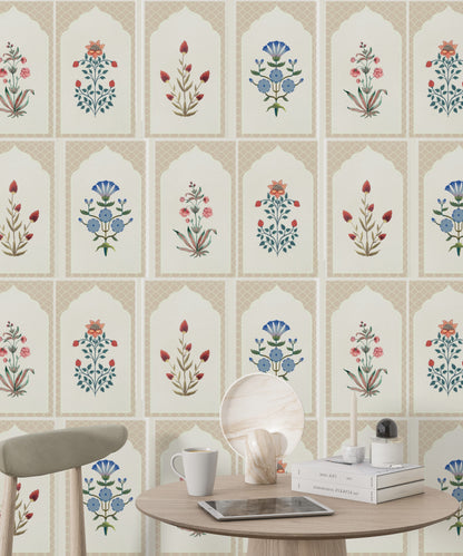 Gridded Florals Wallpaper