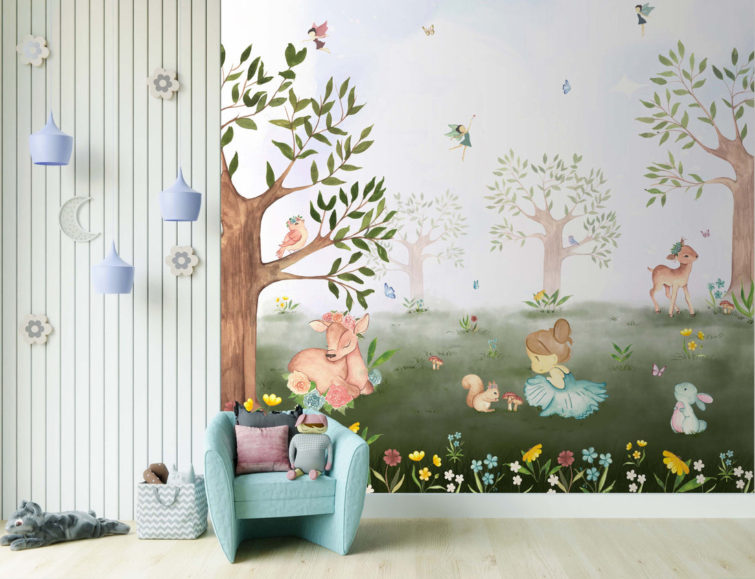 Alice in the Wonderland themed Wallpaper for kids room