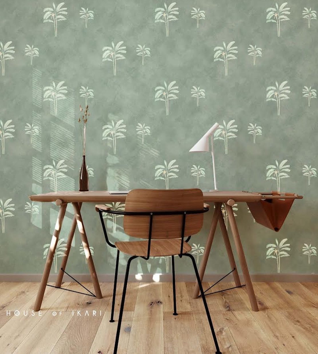 Rustic Touch - Sage Tropical Wallpaper