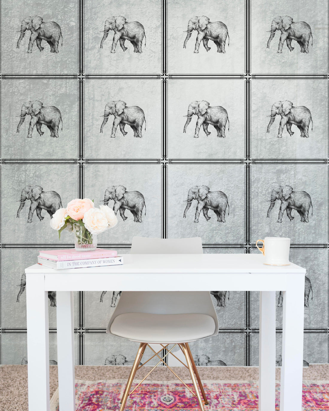 EleMate wallpaper with black and white elephants