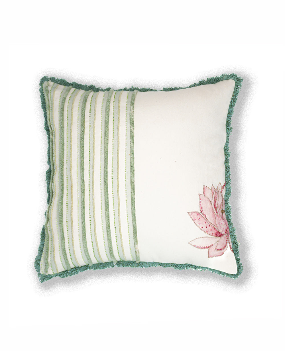 Nirvana Cushion Cover with Hand embroidered lotus motif