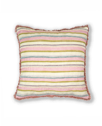 Stripy Pastels embroidered cushion cover