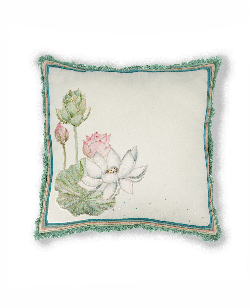 Silent Blossom embroidered cushion cover