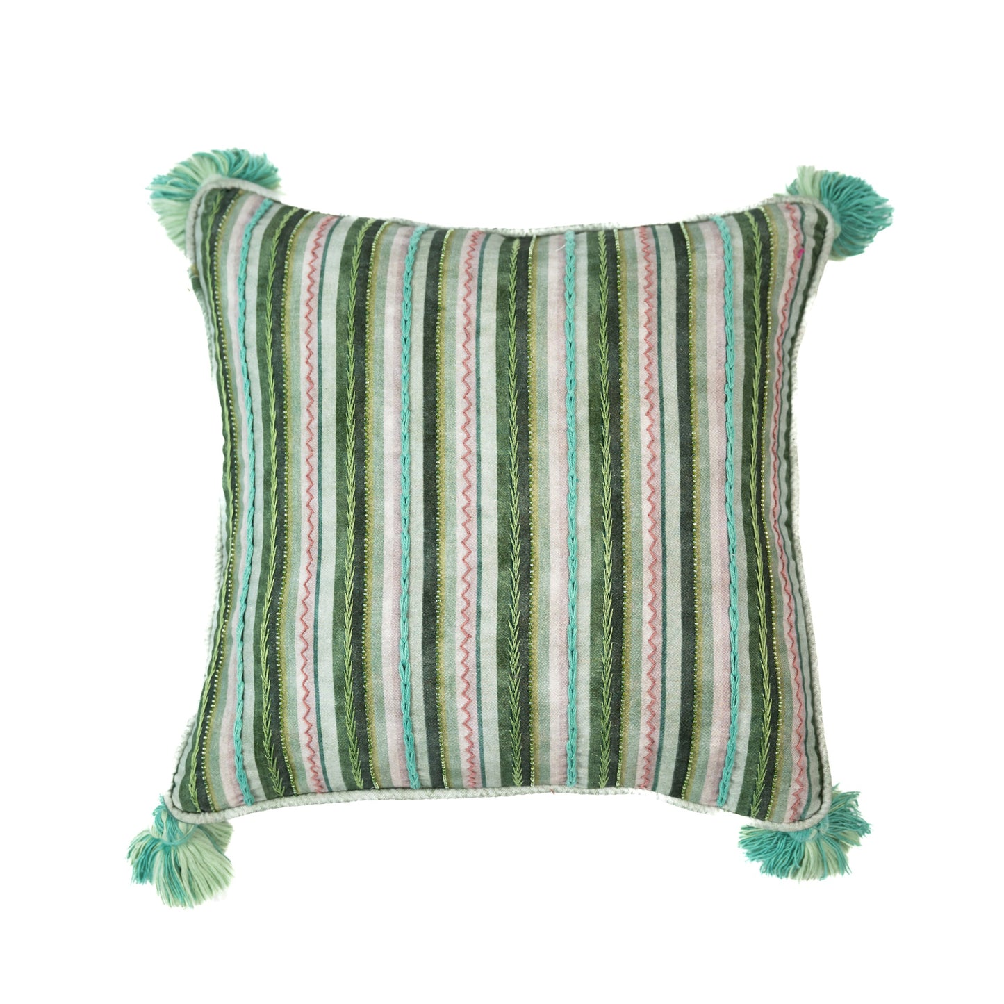 Whimsy Stripes embroidered cushion cover