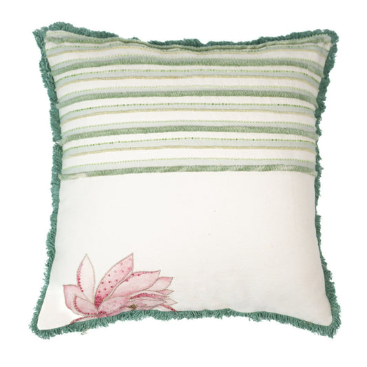 Nirvana Cushion Cover with Hand embroidered lotus motif