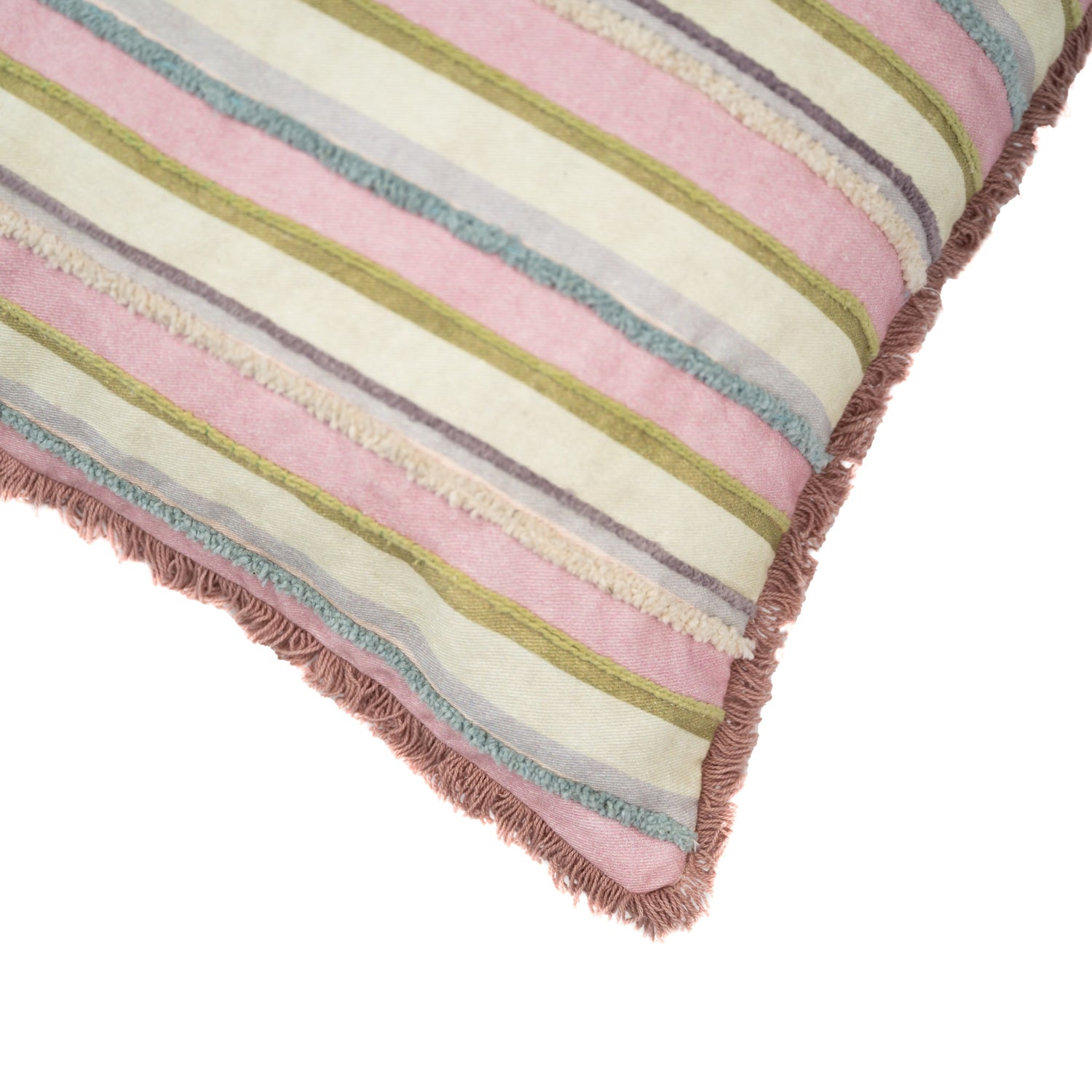 Stripy Pastels embroidered cushion cover