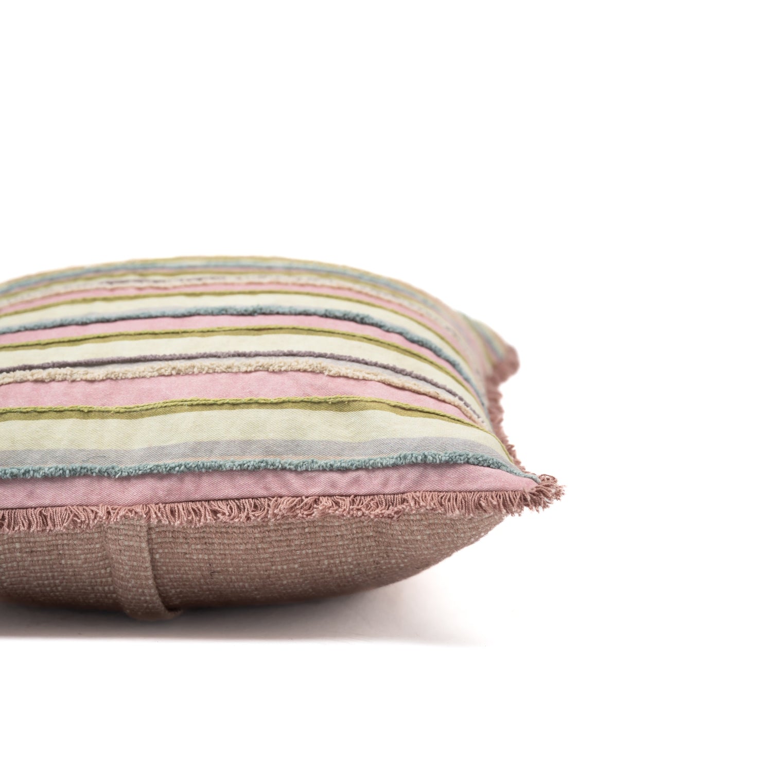 Stripy Pastels embroidered cushion cover