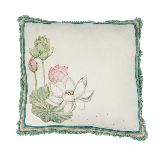 Silent Blossom embroidered cushion cover