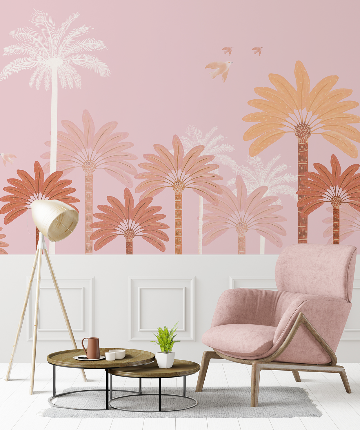 Rays of Peach Tropical Wallpaper