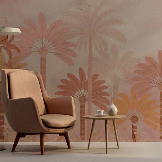 Rays of Peach Tropical Wallpaper