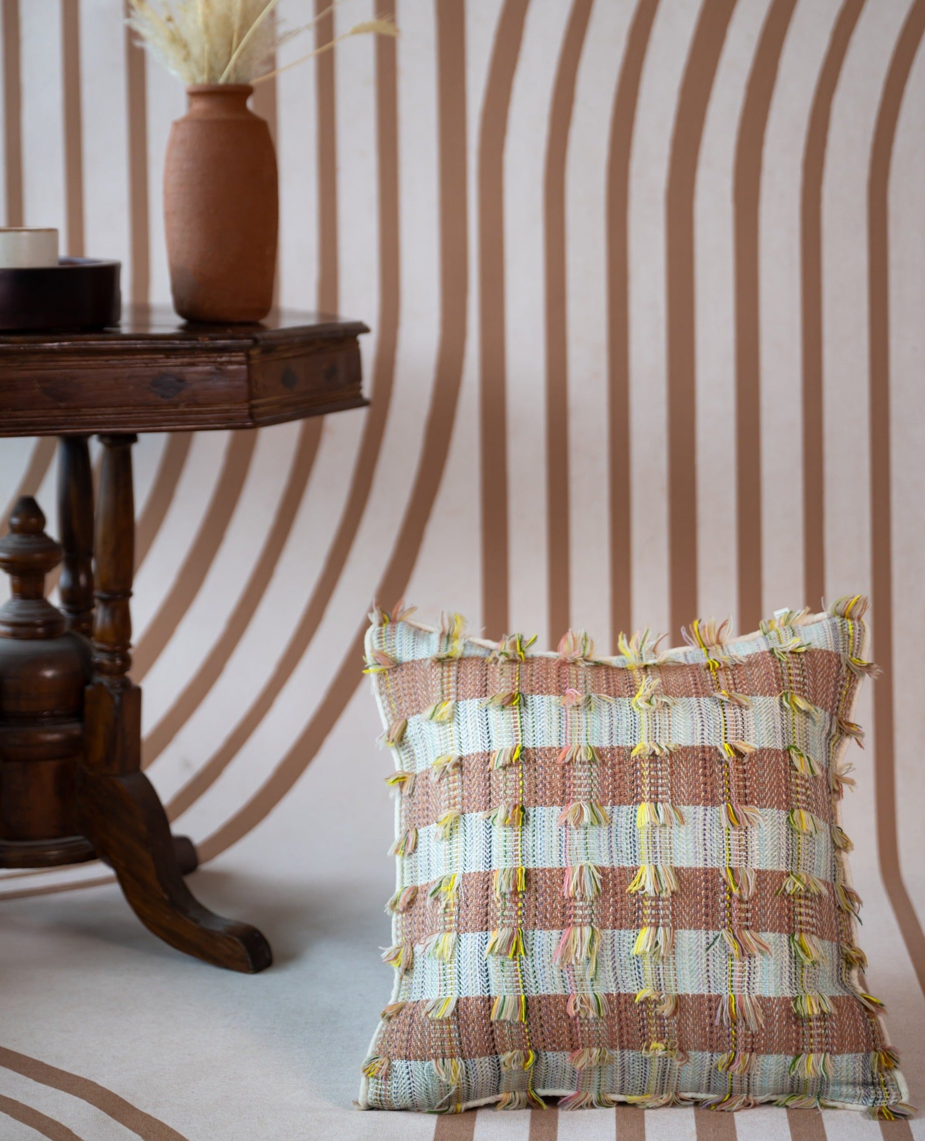 Whimsical Woven Cushion Cover