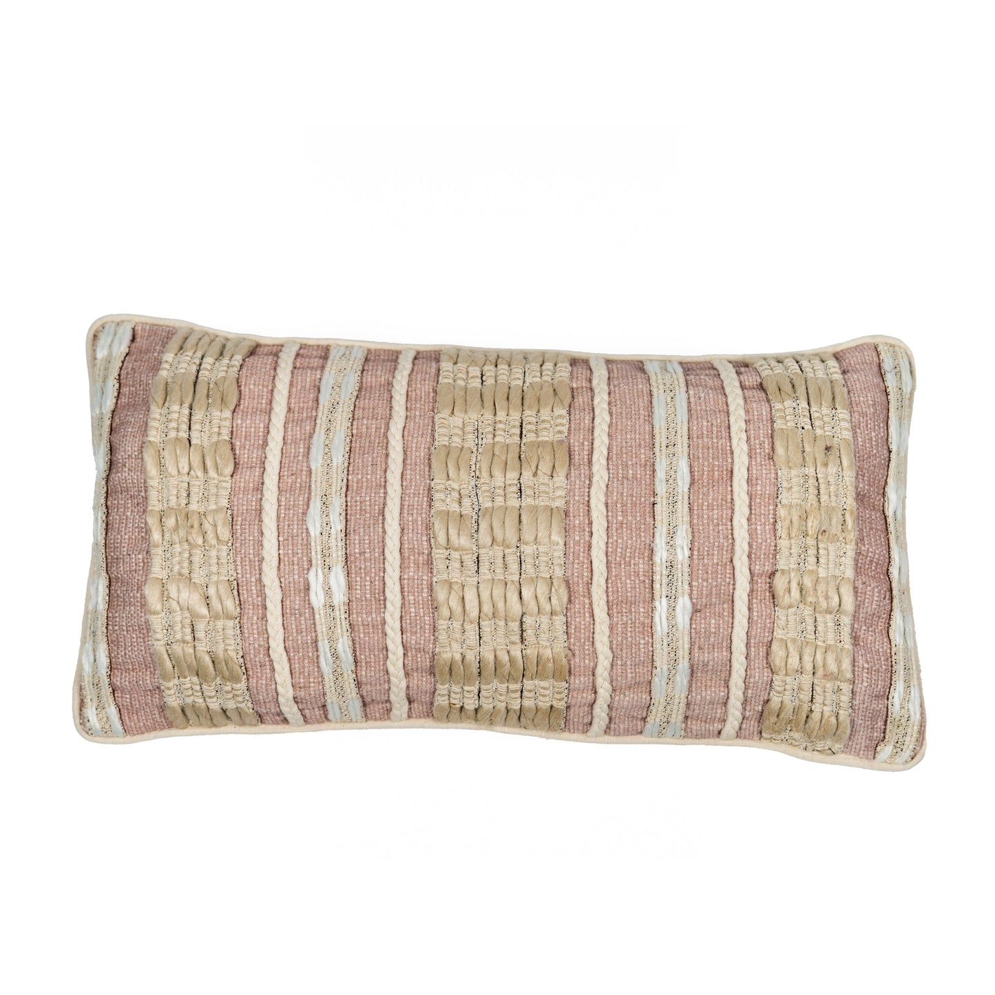 Beige Strata Stripes with threads Cushion Cover