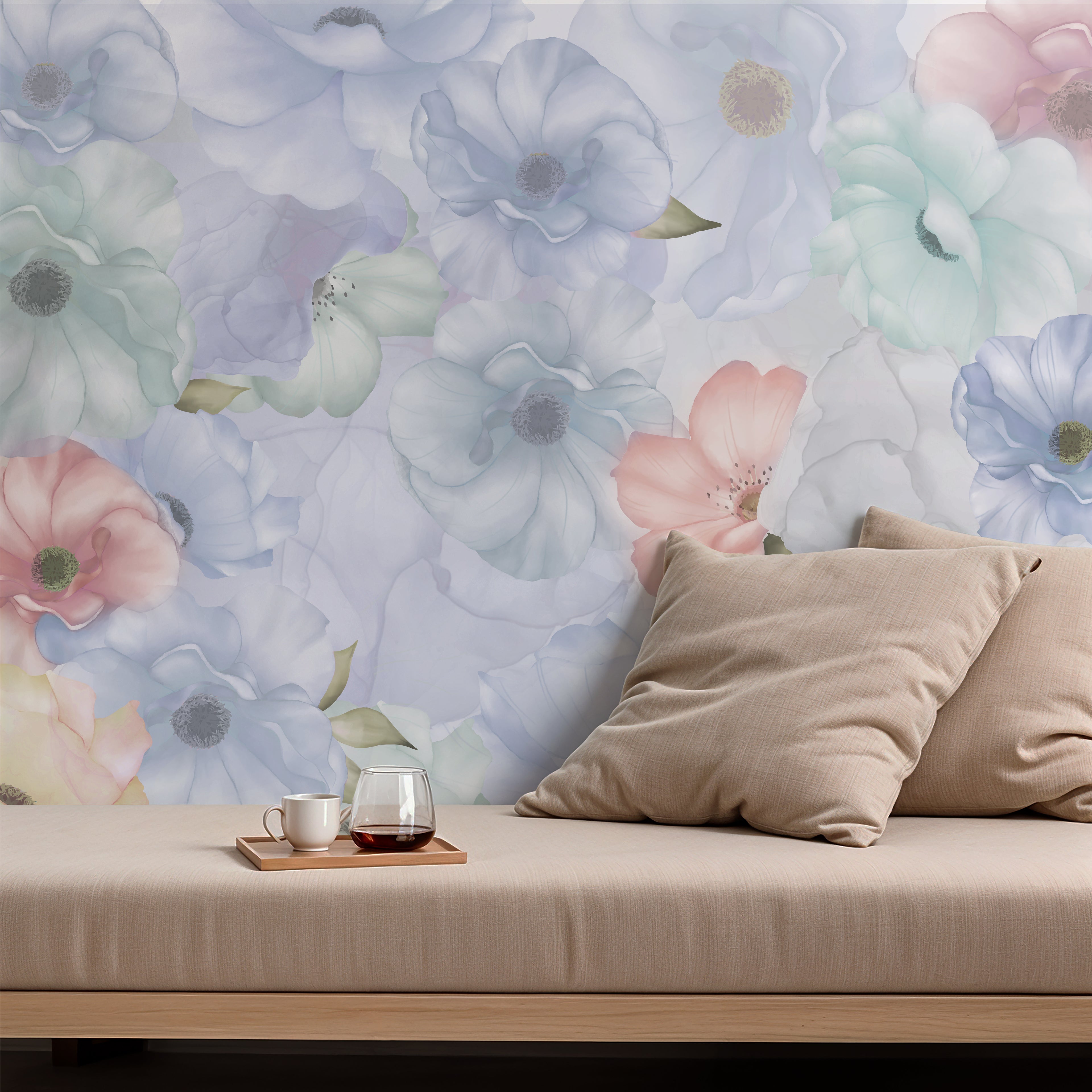 Stained Blooms Floral Wallpaper