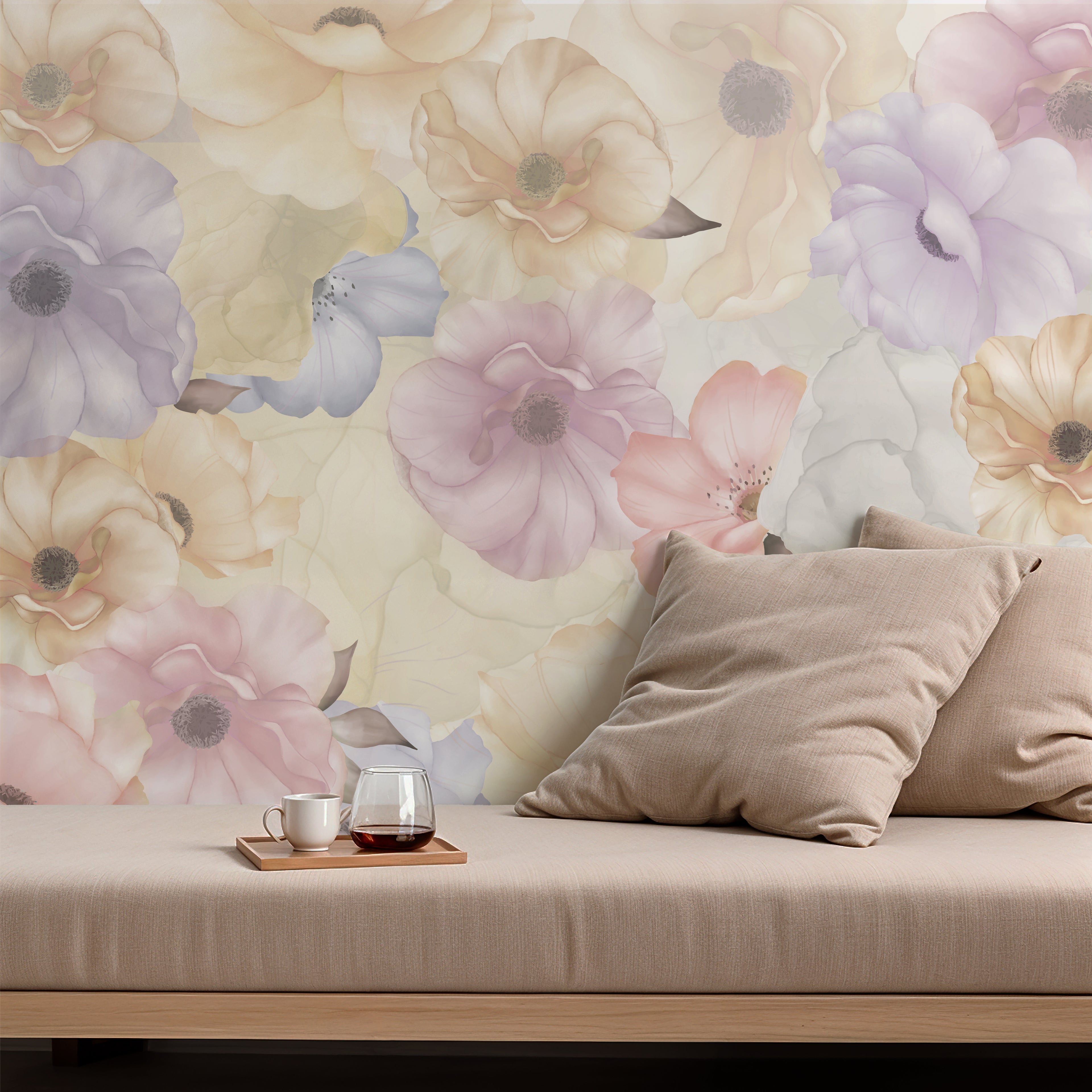 Stained Blooms Floral Wallpaper