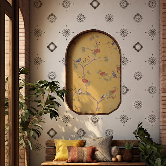 Shangrilla - Mustard Floral Wallpaper