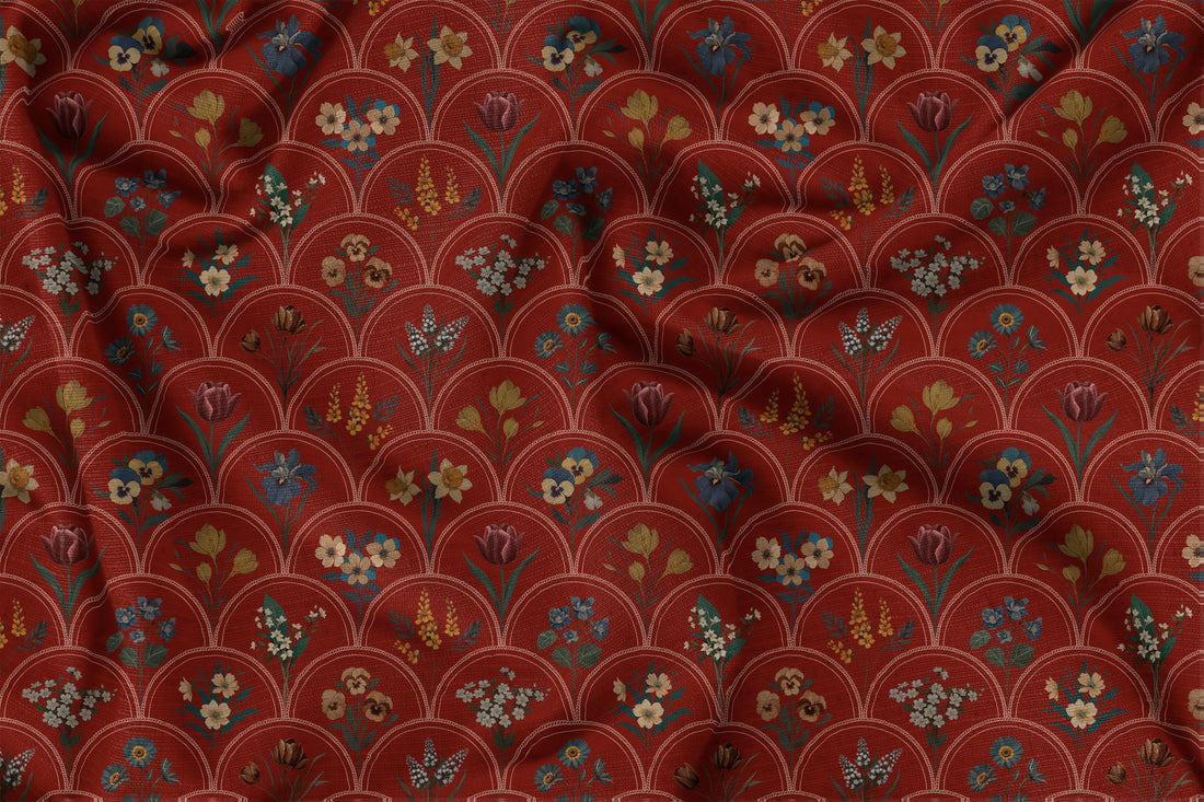 Scarlet bouquet Fabric