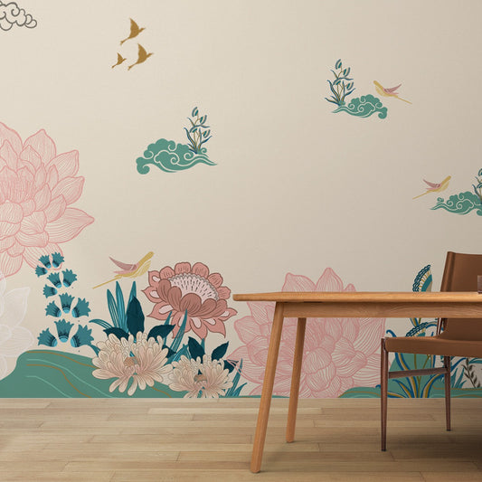 Taara Tropics - Beige Floral Wallpaper