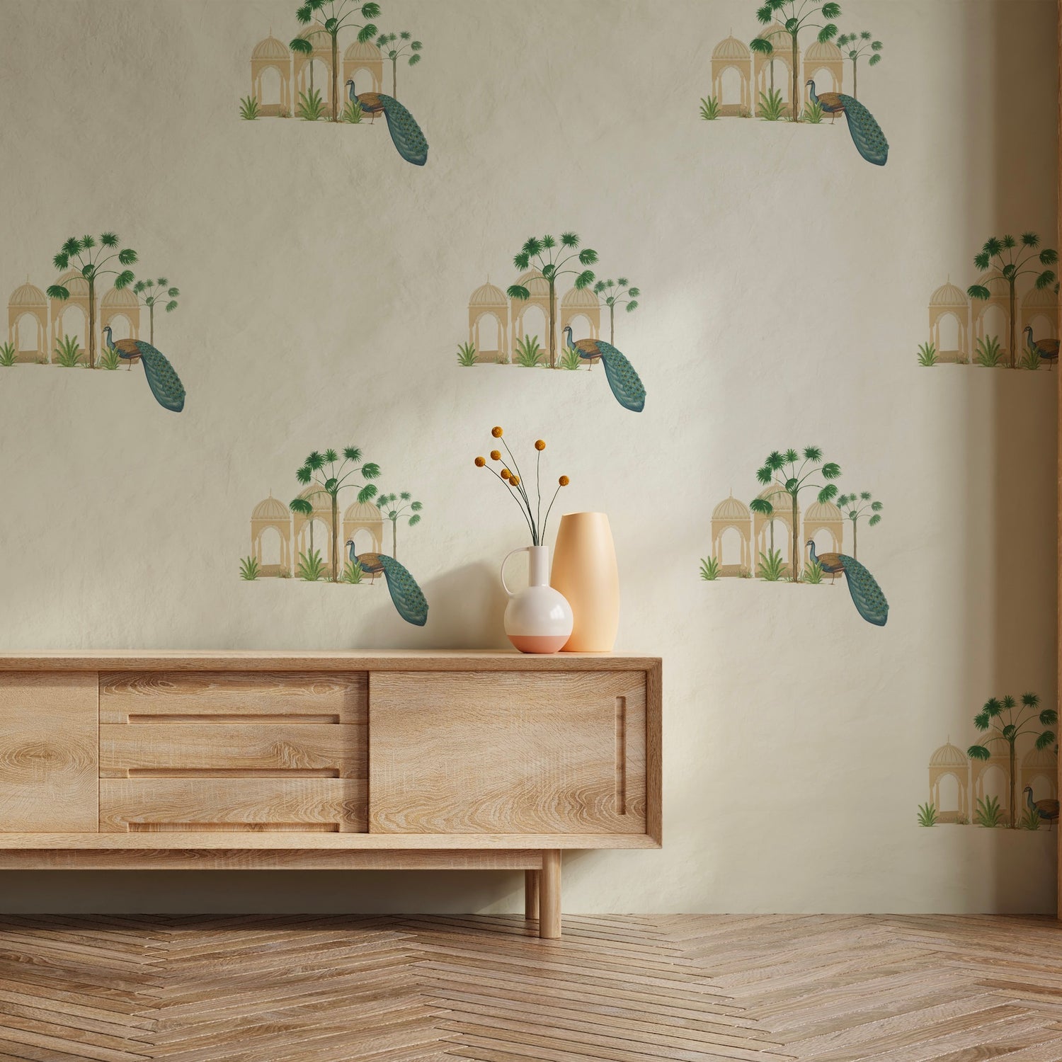 Arched Eden tropical repeat motif Wallpaper