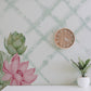 Aqua Bloom Lotus and geometric wallpaper