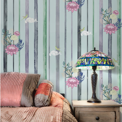 Striped Florals Tropical Wallpaper